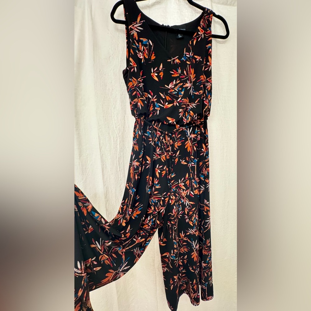 Cynthia Rowley Black Jumpsuit with Orange and Red Floral Design